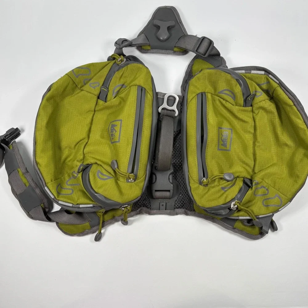 REI Unisex Small ULTRA Dog Pack Hiking Harness Saddlebag Green Grey Reflective